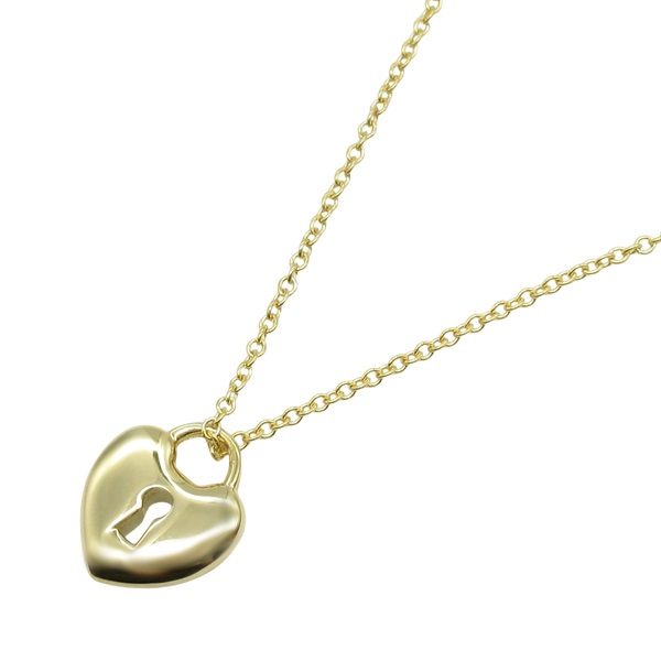 TIFFANY＆CO Heart Lock Necklace Pendant 18KYG Yellow Gold Used women
