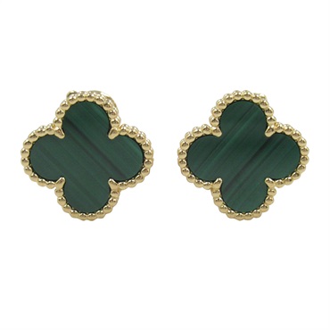Van Cleef & Arpels Vintage Alhambra Pierced earrings Malachite 18KYG Gold Green