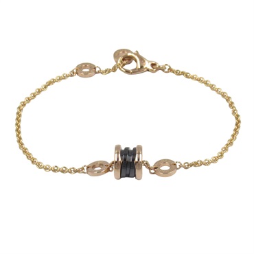 BVLGARI B-zero1 Element Bracelet 18KPG Pink Rose Gold ceramic Black Used Women