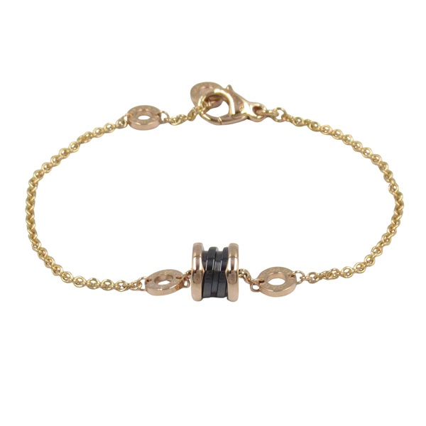 BVLGARI B-zero1 Element Bracelet 18KPG Pink Rose Gold ceramic Black Used Women