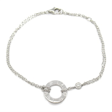 CARTIER Love Circle Bracelet 2P Diamond 18KWG White Gold Used Women