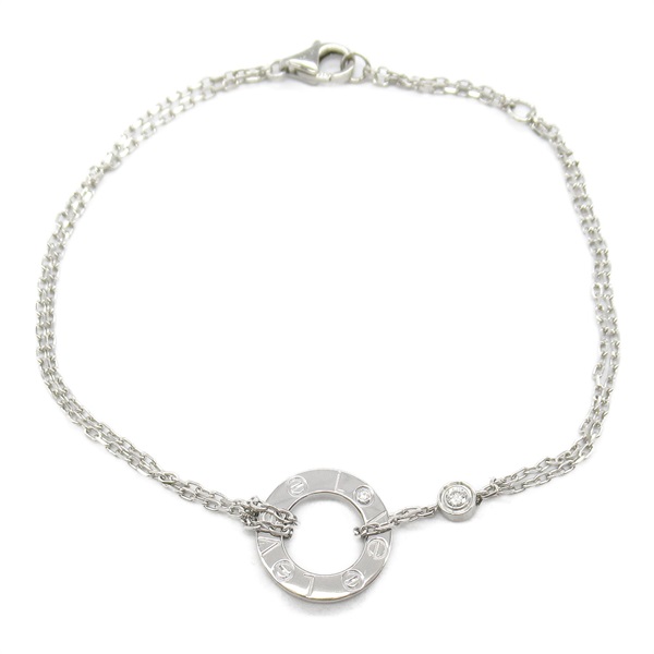 CARTIER Love Circle Bracelet 2P Diamond 18KWG White Gold Used Women