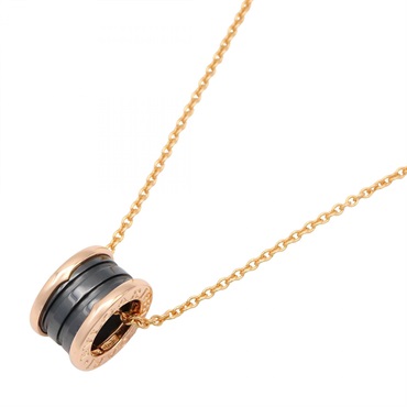BVLGARI B-zero1 Pendant Necklace 18KRG Pink Rose Gold Ceramic Blk Used 39.5~47cm