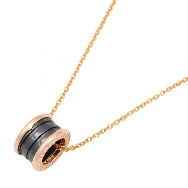 BVLGARI B-zero1 Pendant Necklace 18KRG Pink Rose Gold Ceramic Blk Used 39.5~47cm