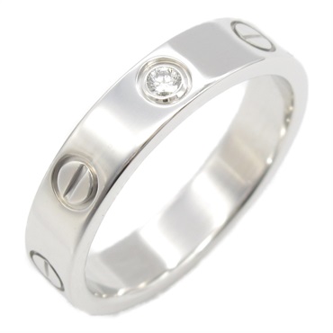CARTIER Mini Love 1P Diamond Ring 18KWG White Gold Used unisex US size 5.25 #50