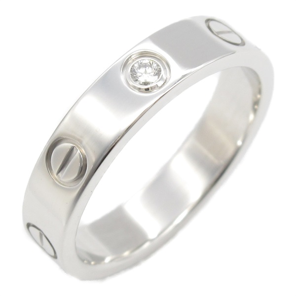 CARTIER Mini Love 1P Diamond Ring 18KWG White Gold Used unisex US size 5.25 #50