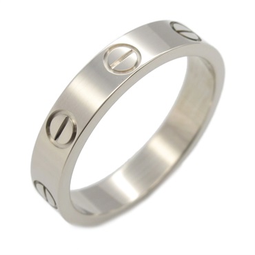 CARTIER Mini Love Ring 18KWG White Gold Used women US size 5.25 #50
