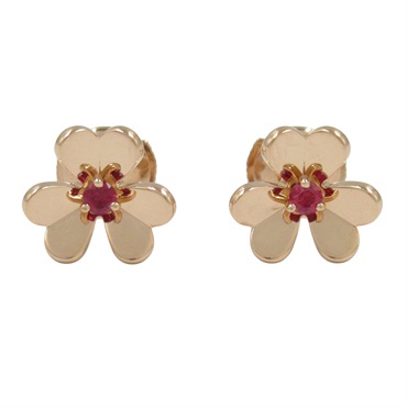 Van Cleef & Arpels Frivole Mini Ruby Pierced earrings 18KPG Pink Rose Gold women