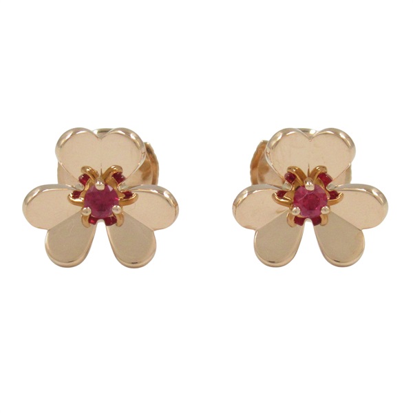 Van Cleef & Arpels Frivole Mini Ruby Pierced earrings 18KPG Pink Rose Gold women