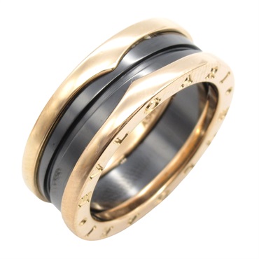 BVLGARI B-zero1 ceramic Ring 18KPG Pink Rose Gold Black Used unisex US size 8.5