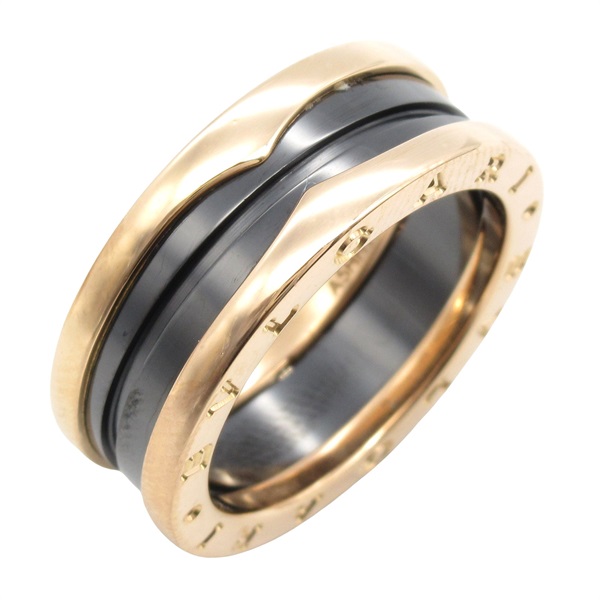 BVLGARI B-zero1 ceramic Ring 18KPG Pink Rose Gold Black Used unisex US size 8.5