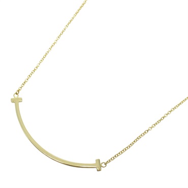 TIFFANY＆CO T Smile Small Necklace Pendant 18KYG Yellow Gold Used women