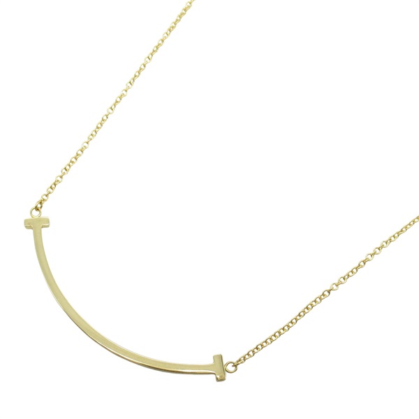 TIFFANY＆CO T Smile Small Necklace Pendant 18KYG Yellow Gold Used women