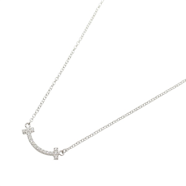 TIFFANY＆CO T Smile Mini Diamond Necklace 18KWG White Gold Used women