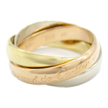 CARTIER Trinity ring 18KYG 18KPG 18KWG Three gold used US size 4.75 women #48