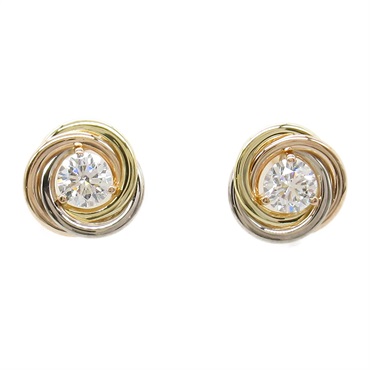 CARTIER Trinity Pierced earrings Diamond 18KYG 18KPG 18KWG Three gold used women