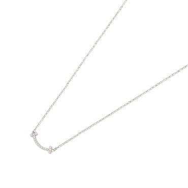 TIFFANY＆CO T Smile Mini Diamond Necklace Pendant 18KWG White Gold Used women