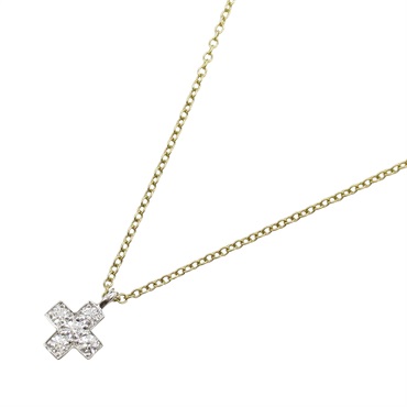 TIFFANY＆CO Cross Diamond Necklace 18KYG Yellow Gold Pt950 Platinum Used women