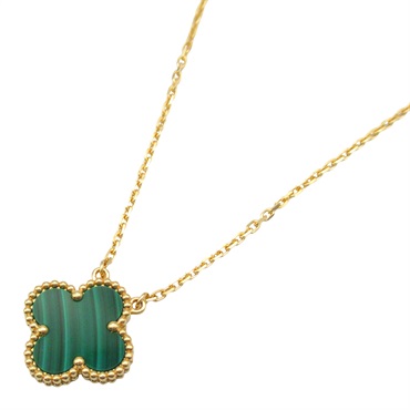 Van Cleef & Arpels Vintage Alhambra Necklace 18KYG Gold Malachite Green Used