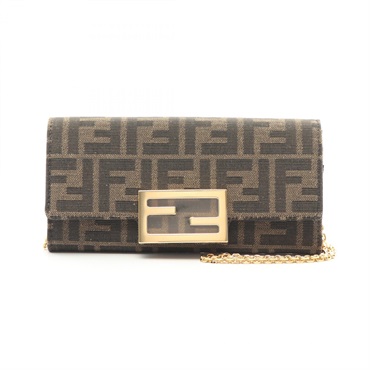 FENDI Zucca Wallet on chain Shoulder Bag 8M0365A98PF0A6E canvas Brown NEW GHW