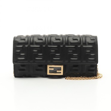 FENDI FF logo Wallet on chain Shoulder Bag 8M0365AAJDF0KUR leather Black NEW