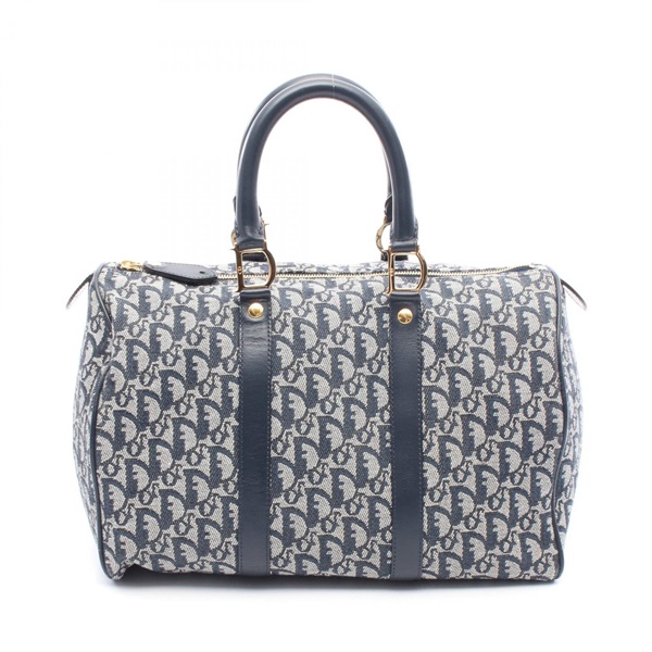 Christian Dior Trotter Mini Travel Tote Handbag Canvas Leather Navy Used Women