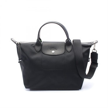 Longchamp Le Pliage Energy L Shoulder Tote Bag canvas leather Black NEW Women