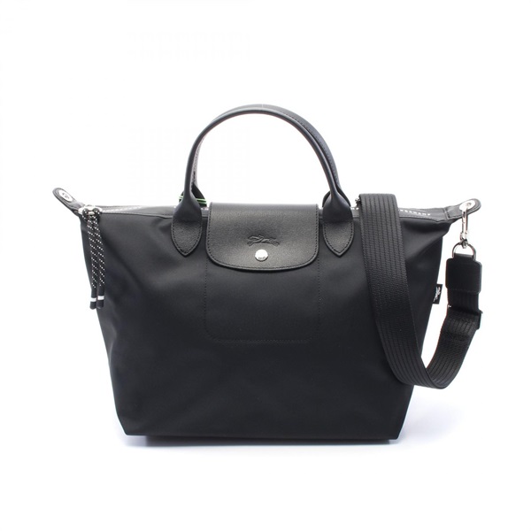Longchamp Le Pliage Energy L Shoulder Tote Bag canvas leather Black NEW Women