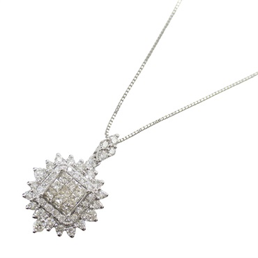 JEWELRY Diamond Necklace Pendant 18KWG White Gold Used women