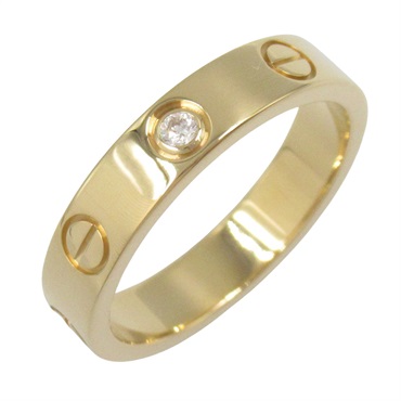CARTIER Mini Love 1P Diamond 18KYG Yellow Gold Used women US size 4.75 #49