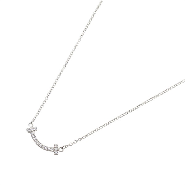 TIFFANY＆CO T Smile Mini Diamond Necklace 18KWG White Gold Used women