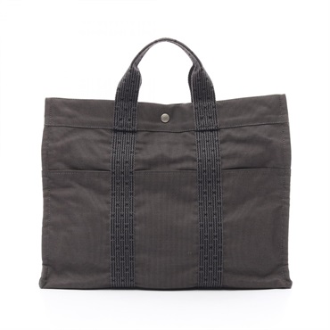 HERMES Herline MM Hand Tote Bag Nylon canvas Gray Used unisex SHW