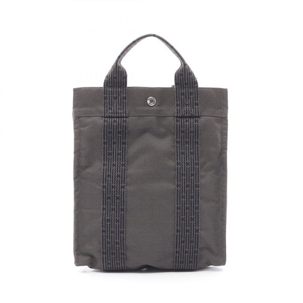 HERMES Herline Ad PM 2way Rucksack Backpack Nylon canvas Gray Used Women SHW