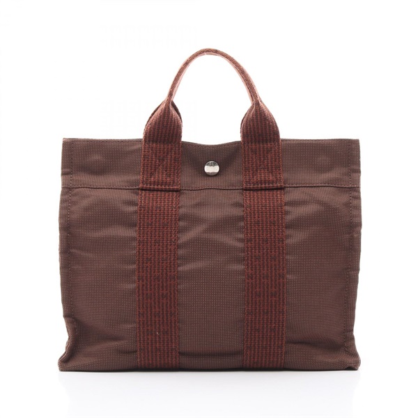 HERMES Herline PM Hand Tote Bag 101056M Nylon canvas Brown Used Women SHW