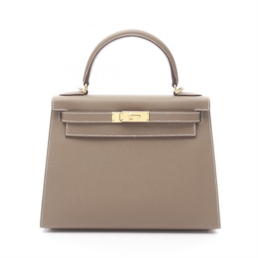 HERMES Kelly 28 Handbag B Outside Stitched 042319CC Epsom leather Etoupe GHW