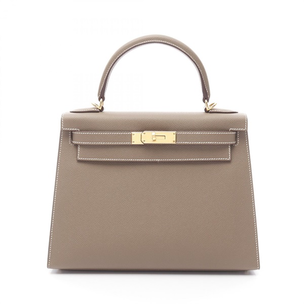 HERMES Kelly 28 Handbag B Outside Stitched 042319CC Epsom leather Etoupe GHW