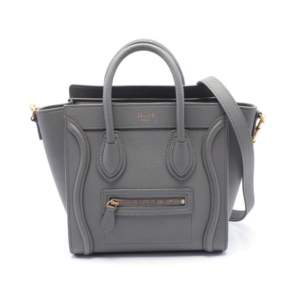 CELINE Luggage Nano Shopper Hand shoulder crossbody bag 168243AQL leather Gray