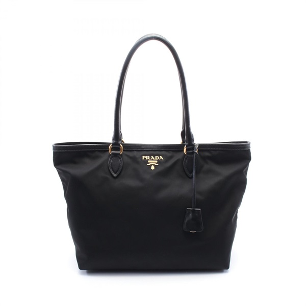 PRADA Tote shoulder Bag Nylon leather Black Used