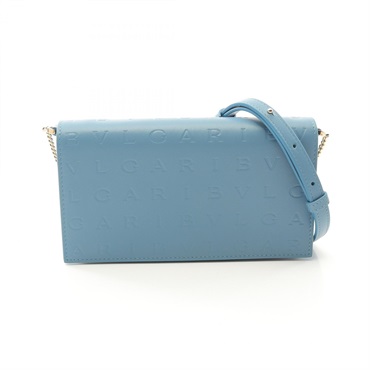 BVLGARI infinitum Chain Shoulder Bag leather Blue Used Women GHW crossbody