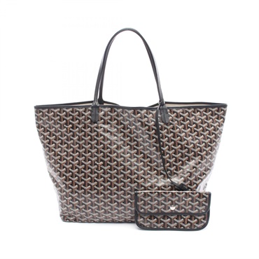 GOYARD Saint Louis GM Tote Bag PVC coated canvas leather Black Brown Used Women