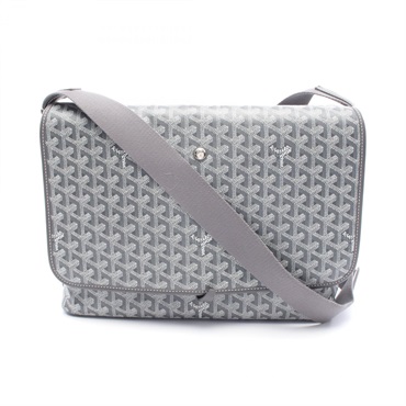 GOYARD Capecian MM Crossbody Shoulder Bag canvas leather Gray White Used Women