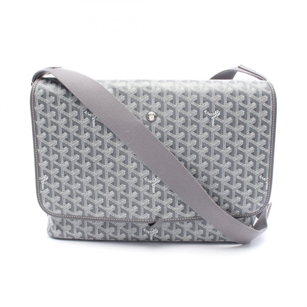 GOYARD Capecian MM Crossbody Shoulder Bag canvas leather Gray White Used Women