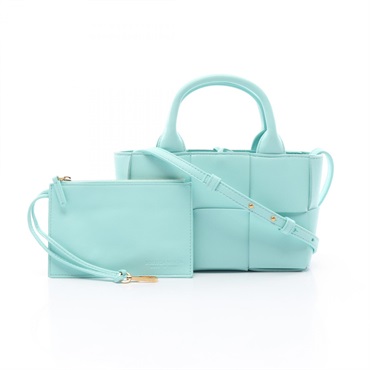 BOTTEGA VENETA Candy alco 2way Shoulder Tote Bag 729029 leather Blue Used Women