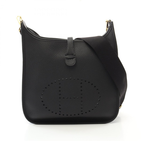 HERMES Evelyne 3 PM Shoulder crossbody Bag W Taurillon Clemence Black Used GHW