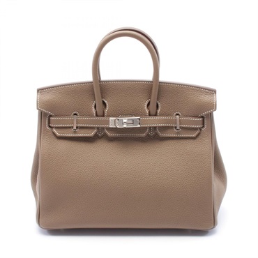 HERMES Birkin 25 Hand bag U Togo leather Etoupe Grey Used SHW