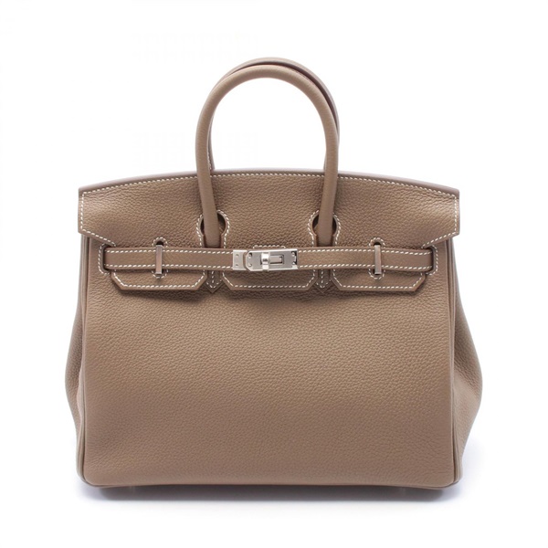HERMES Birkin 25 Hand bag U Togo leather Etoupe Grey Used SHW