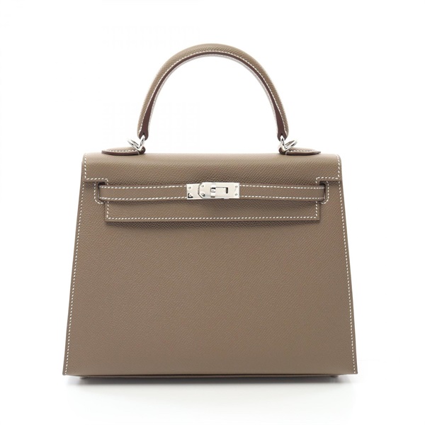 HERMES Kelly 25 2way Handbag Epsom leather Brown Etoupe Grey Used Women B SHW