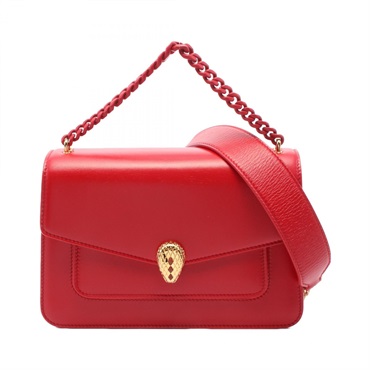 BVLGARI Serpenti Hand chain shoulder crossbody bag leather Red Used