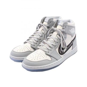 Dior × NIKE Air Jordan 1 High sneakers leather Gray White Used Women US 8.5