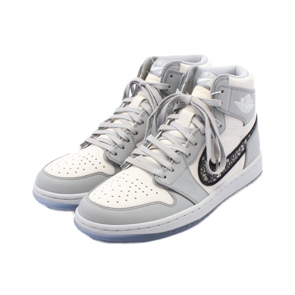 Dior × NIKE Air Jordan 1 High sneakers leather Gray White Used Women US 8.5